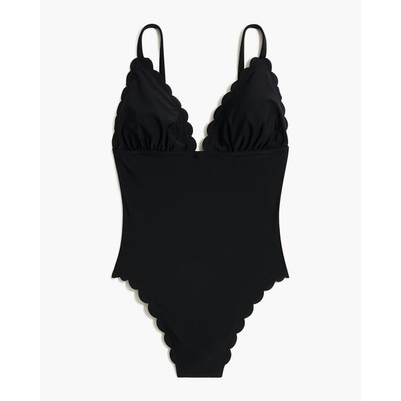 J.Crew Factory Scalloped One-Piece Swimsuit Women's Small Black NWT - Picture 11 of 11